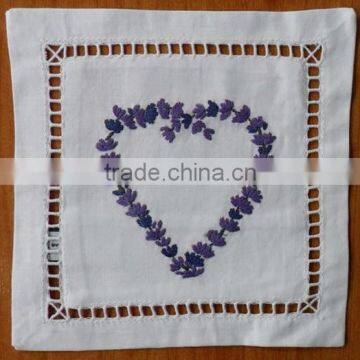 Hand embroidered lavender sachet/bag/pillow-heart(design #61)