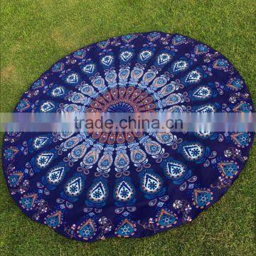 Latest Design Peacock Round Beach Scarves Yoga Mat photo-2
