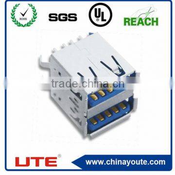 USB 3.0 double row connnector ,straight angle Nickel plated