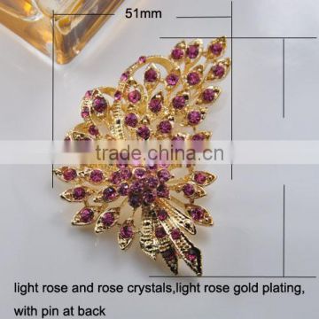 (M0596) Rhinestone Wedding Brooch Pins,Rhinestone Brooches,rose and light rose crystals,light rose gold plating