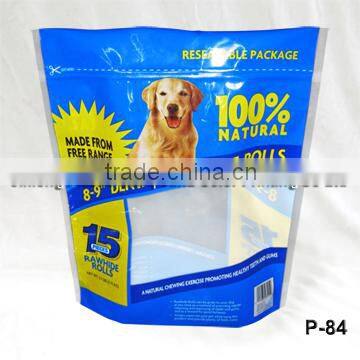 Hot sale pet food bag, plastic clear window packaging bag