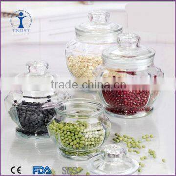 New design octagonal shaped clear glass storage jar with lid                        
                                                Quality Choice