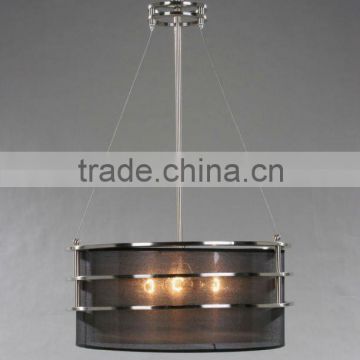 2015 CE Hot sale 3 light steel pendant lamp/light with fabric shade