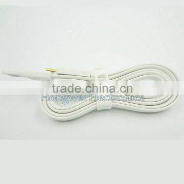 Pure white micro usb wall charger cable flat electronic wire for android devices