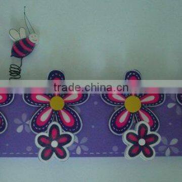 wooden purple flower hook