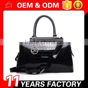 popular fashion pu leather lady handbag with zipper