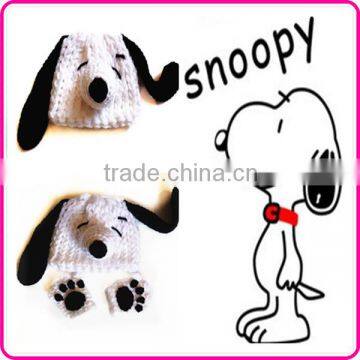 wholesale crochet baby hats with ears knit cartoon character snoopy hat cute custom beanie