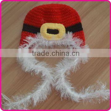 2015 new custom crochet baby christmas santa hat with braids