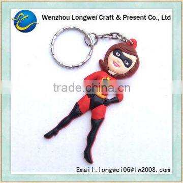 cool superwomen 3d rubber pvc keychain/soft pvc keychain