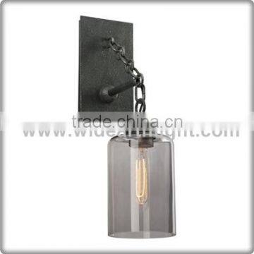 UL CUL Listed Hand Worked Wrought Iron Hotel Antique Wall Lamp With Glass Shade W40384
