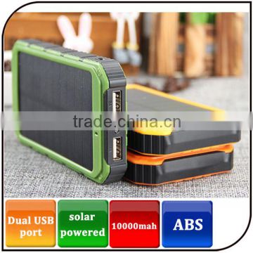 Hot Sale Dual USB port portable emergency charger solar power bank 10000mah with four adaptors