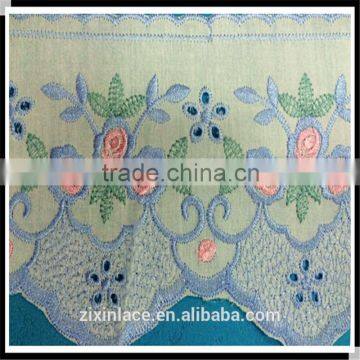 Garment colorfull embroidery cotton lace fabric