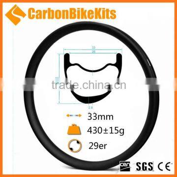 2016 CarbonBiekKits 29 33 wide 30m deep Offset Cross Country MTB Carbon Rims asymmetric bike rim Tubeless Hookless EC29-33