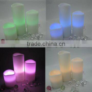 Set of 3 battery operated flameless color changing wax led candle with timer for event decor