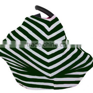 2016 Cuddle Soft Dark Green Stripe Design Car Seat Carrier Cover Canopy