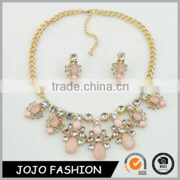 Fashion resin crystal necklace and earrings jewerly set fancy crystal necklace sets                        
                                                                                Supplier's Choice