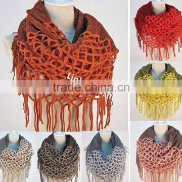 Women's Pashmina Blend Chunky Ribbed Knit Winter Infinity Circle Scarf Cowl Knited Scarf photo-3