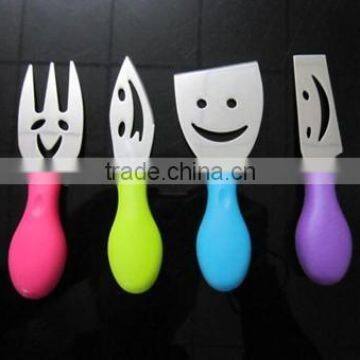 stainless steel smiley face cheese knife set of 4 pcs