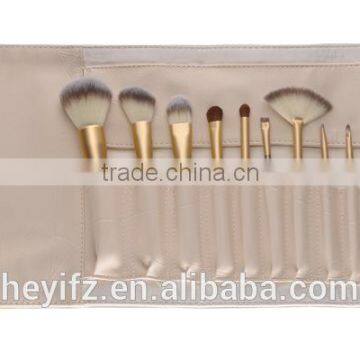 Hot Sell Wood Handle Synthetic Hair 12PCS Travelling Champagne Color Makeup Brush Set photo-5