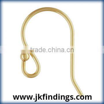 14K Gold Jewelry Findings Ball End Ear Wire .026" (0.66mm)