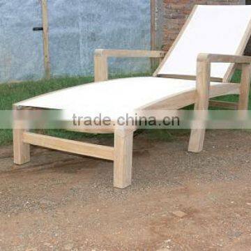 Teak Sun Lounger with batyline