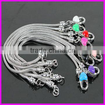 KJL-BD5126 Wholesale ! Fashion Heart Charms Snake Chain Alloy Beads Fit European Bracelet DIY