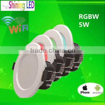 WiFi control CRI>80Ra PF>0.95 5W RGB+W LED Downlight