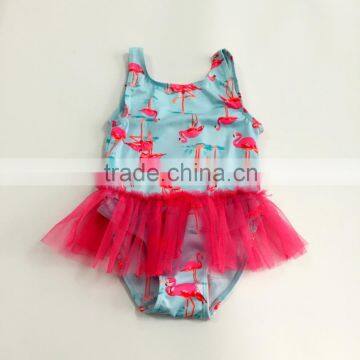 Turquoise ground with flaming printed girl modern swimsuit