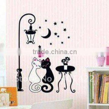 good quality width57*85cm 1 set love cat wall sticker PVC sticker,decorative sticker JPsticker044