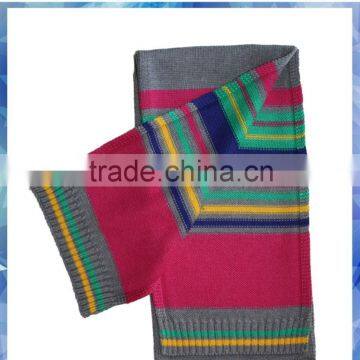 Multicolor Horizontal Stripe Scarf for Young Girls photo-2