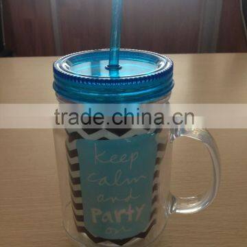 20oz double wall mason jar with flax sheet in side