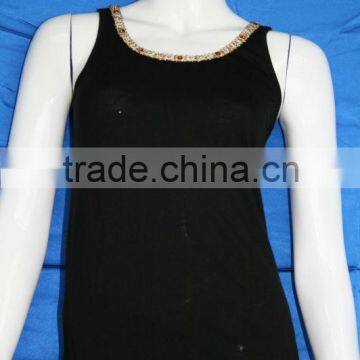 Hand-beading Neck ladies blouse tops