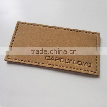 Matt Finished leather patch, OEM logo custom embossed leather patch, black/brown jeans leather patch labels