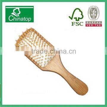 Rectangle shape slender handle White rubber air cushion massage comb brush natural bamboo, hotel style, creative gift,WMC031