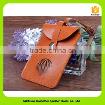 Card Holder Style Plain Genuine Leather Luggage Bag Tags 16036