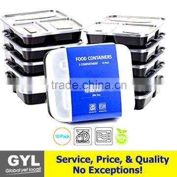 Food container 12 Pack 3 CompartmentLunch Boxes with Lids - Stackable, Reusable, Microwave, Dishwasher & Freezer Safe - Meal