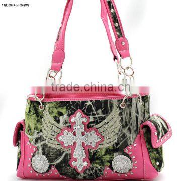 Western concealed weapon rhinestone bling bling camo cross purses handbags