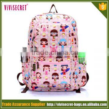 Outdoor lovely character backpack 2016 polyester beautiful backpack schoolbag