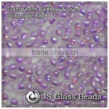 High Quality Fashion JS Glass Seed Beads - R004# Rainbow Dyed Purple Transparent Rocailles Beads For Garment & Jewelry