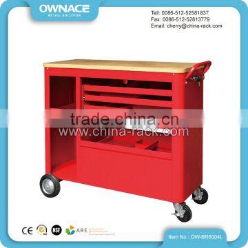 Heavy Duty Wood Top Steel Tool Box Trolley