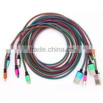 High Quality Colorful 1M 3FT for Samsung Braided Nylon Fabric Micro Charger Usb Cable