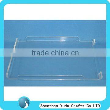 Transparent slatwall display trays, portable acrylic display rack