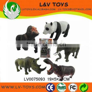 Simulation 7"plastic miniature animals ,zoo animal set toy 5 in 1