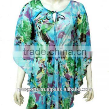 new fancy neck embroidered cover up and printed swim wear 2014