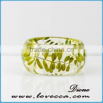 High Transparent Beautiful Pressed Dried Real Flower Clear Resin Bracelets Bangle