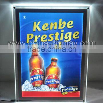 High quality transparent led advertising display sign acrylic crystal diy led wall mount sign frame