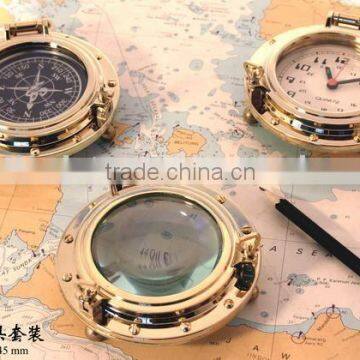 Nautical Porthole Compass, Clock & Magnifier