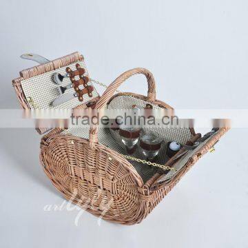 cheap willow mini picnic basket,custom picnic basket,round picnic basket