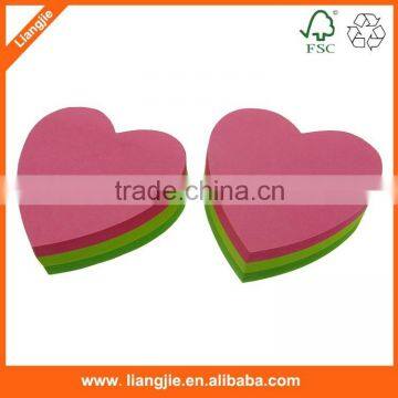 Die-Cut neon Heart shaped sticky notes pad for promotional gifts