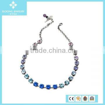 2015 Beautiful Blue Crystal Cooper Chain Necklace for Girls